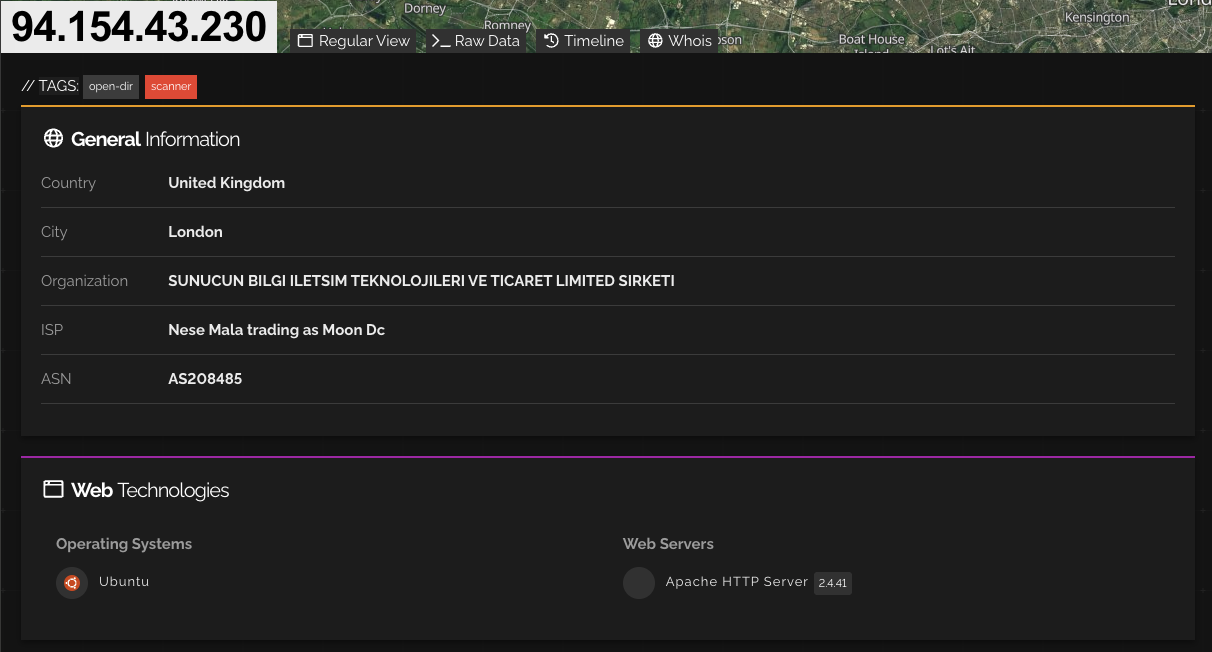 Shodan host 94.154.43.230 — general information