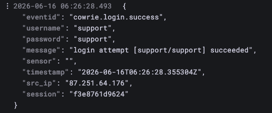 Cowrie SSH session log